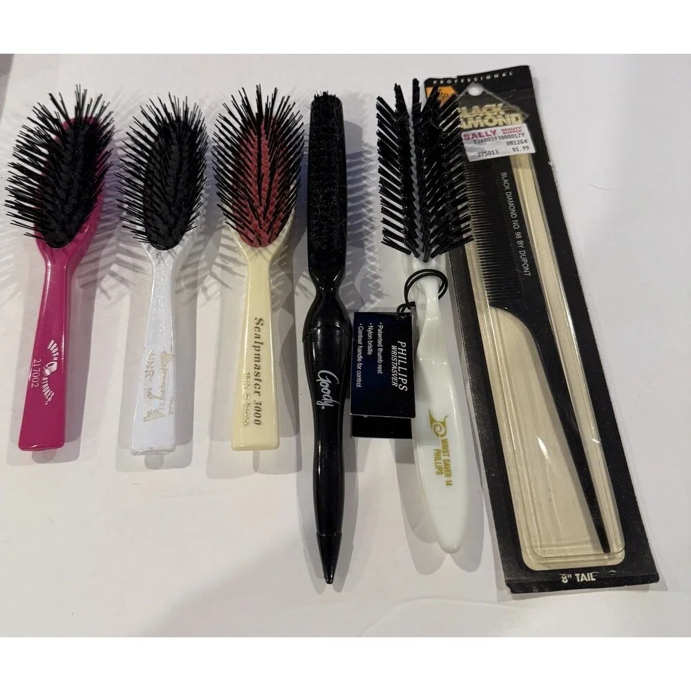 Lot Of 6 VTG Hair Brush Scalpmaster 3000 Brushstrokes Goody Phillips France